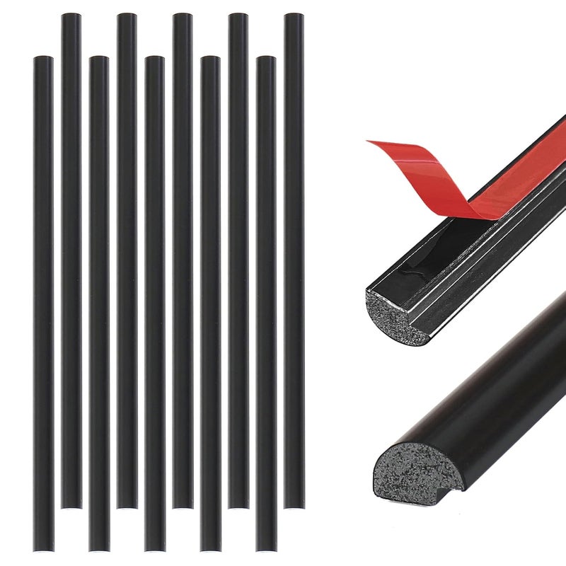 Tilingview 10-Pack Peel and Stick Tile Trim for Backsplash – 12" Self-Adhesive PVC Molding Edge, Decorative Pencil Tile Edging for Walls (Black) - Image 1